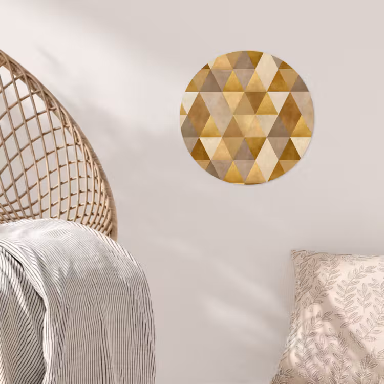 Geometrisch - Driehoek - Goud Wandcirkel behangsticker klein 186 -sfeer4