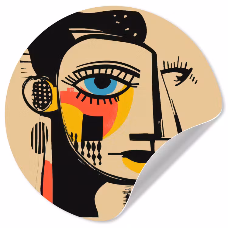 Geometrisch - Felle kleuren - Kubistische stijl Wandcirkel behangsticker klein -3d