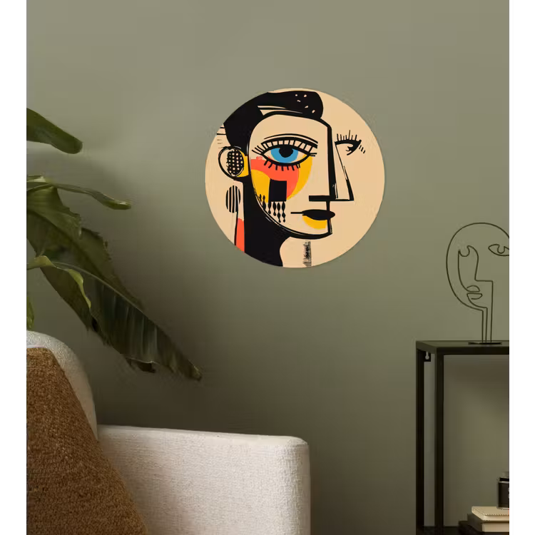 Geometrisch - Felle kleuren - Kubistische stijl Wandcirkel behangsticker klein -sfeer2