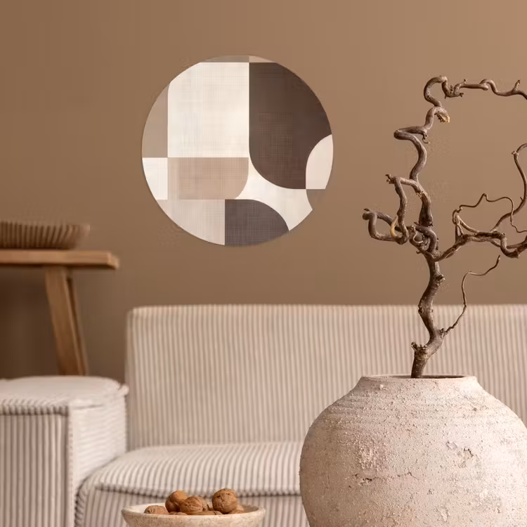 Geometrisch - Geweven structuur - Modern Wandcirkel behangsticker klein -sfeer1
