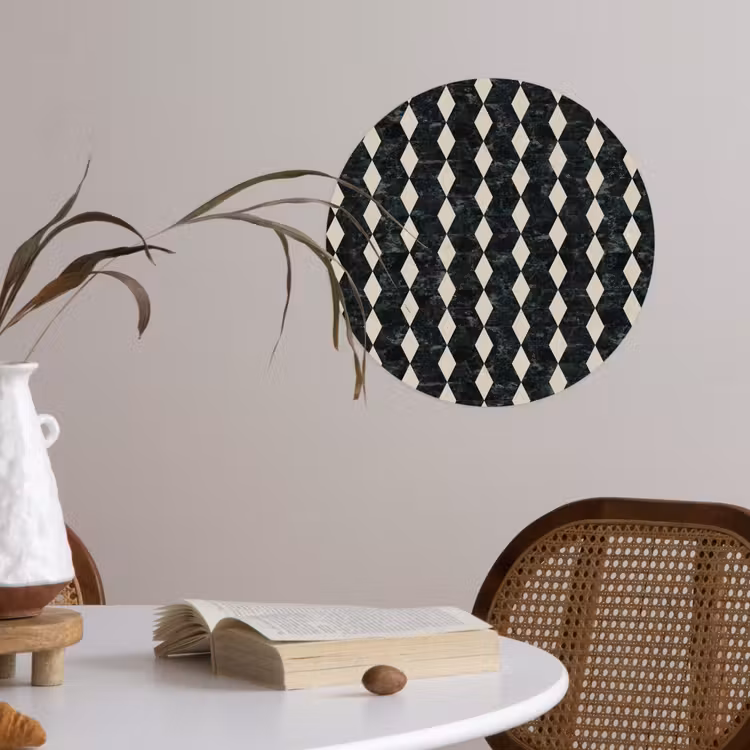 Geometrisch - Patroon - Marmer - Groen Wandcirkel behangsticker klein 186 -sfeer3