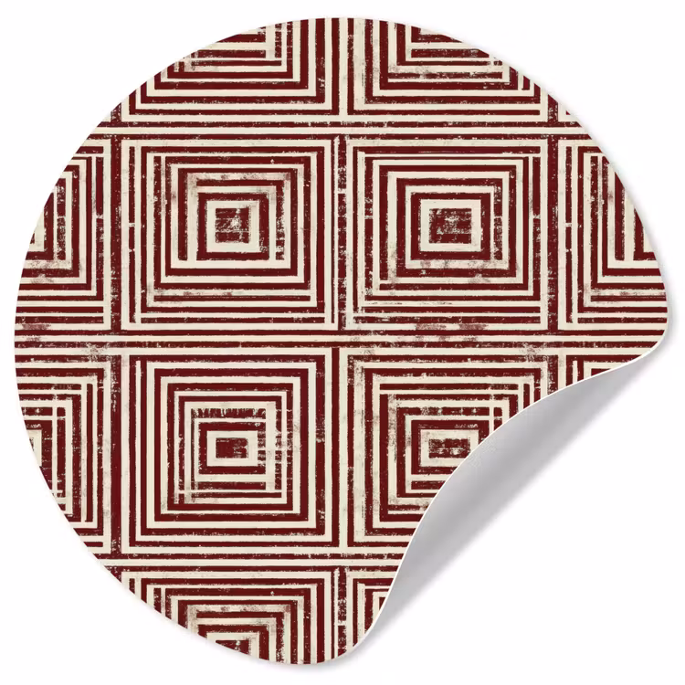 Geometrisch - Patroon - Rood Wandcirkel behangsticker klein 186 -3d