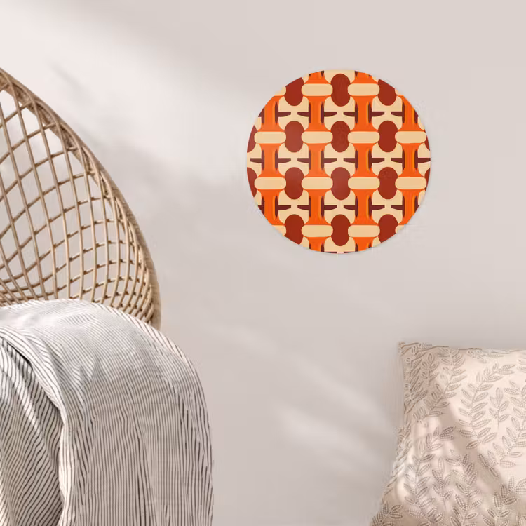 Geometrisch - Retro - Oranje Wandcirkel behangsticker klein 186 -sfeer4
