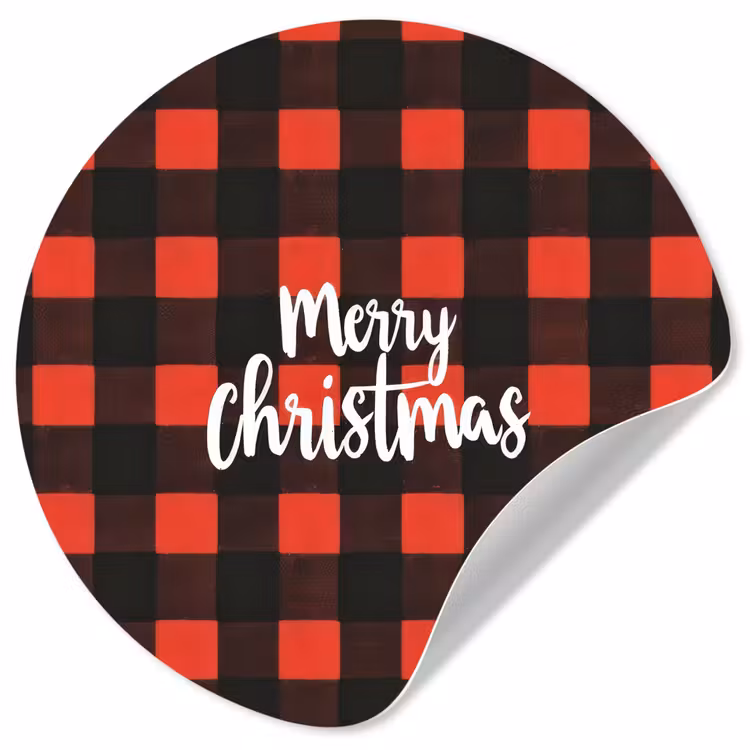 Geruit - Rood - Tekst - Christmas Wandcirkel behangsticker klein -3d