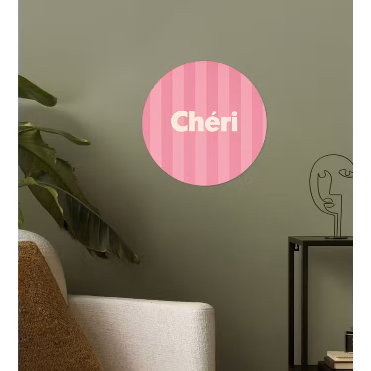 Gestreept - Roze - Chéri Wandcirkel behangsticker klein -sfeer2