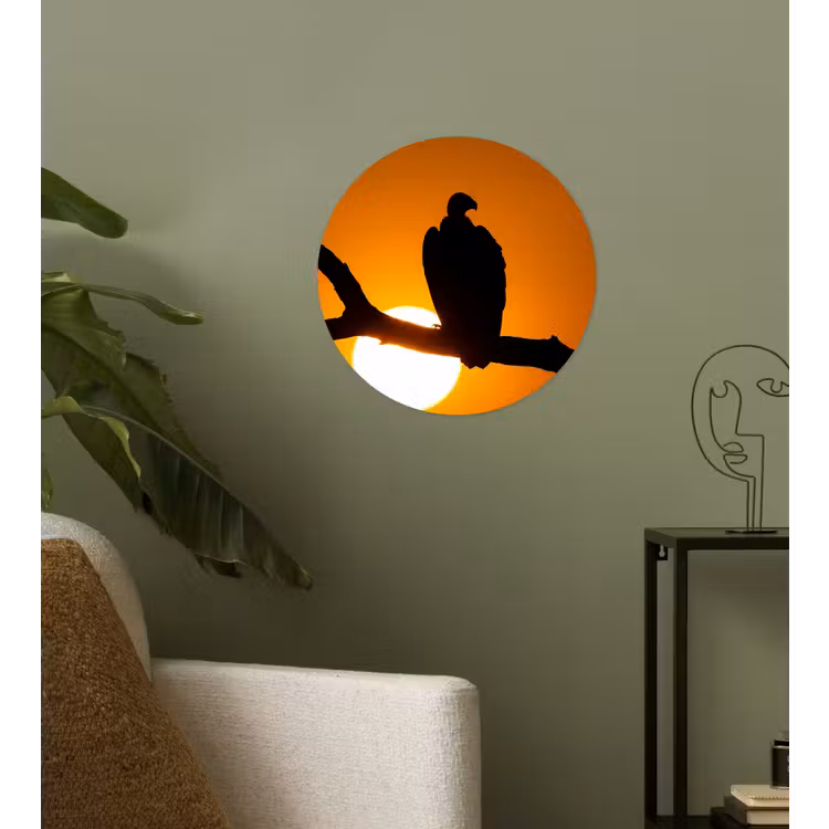 Gier - Tak - Zon - Oranje Wandcirkel behangsticker klein -sfeer2