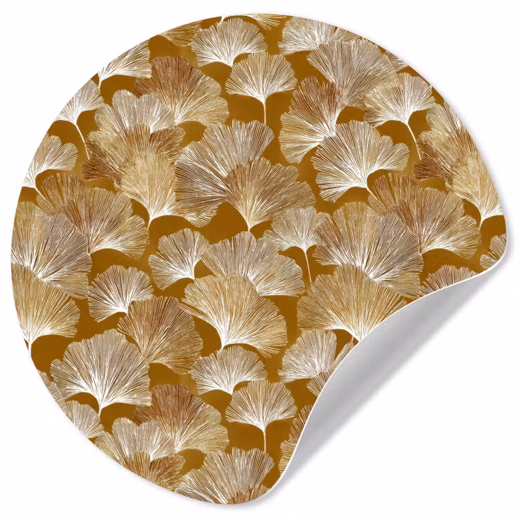 Ginkgo - Bladeren - Goud Wandcirkel behangsticker klein 186 -3d
