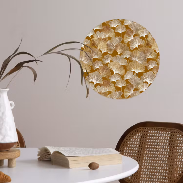 Ginkgo - Bladeren - Goud Wandcirkel behangsticker klein 186 -sfeer3