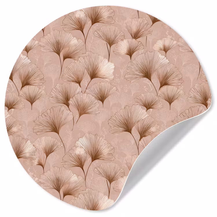 Ginkgo - Patroon - Roze Wandcirkel behangsticker klein 186 -3d