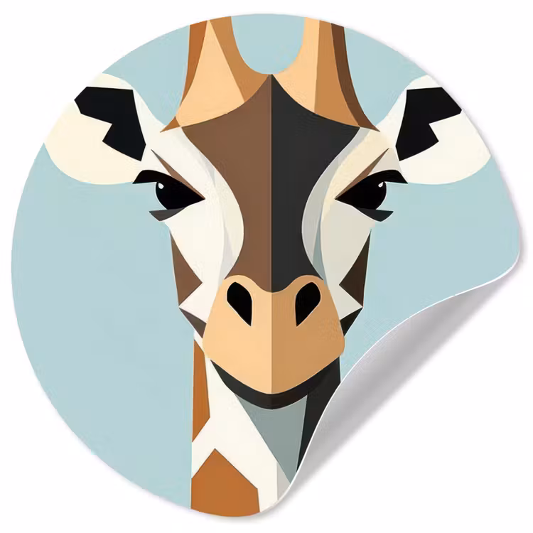Giraffe - Illustratie - Bruin - Minimalistisch Wandcirkel behangsticker klein -3d