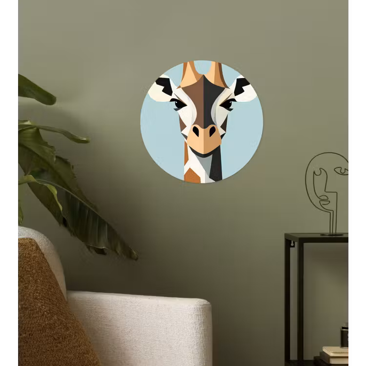 Giraffe - Illustratie - Bruin - Minimalistisch Wandcirkel behangsticker klein -sfeer2