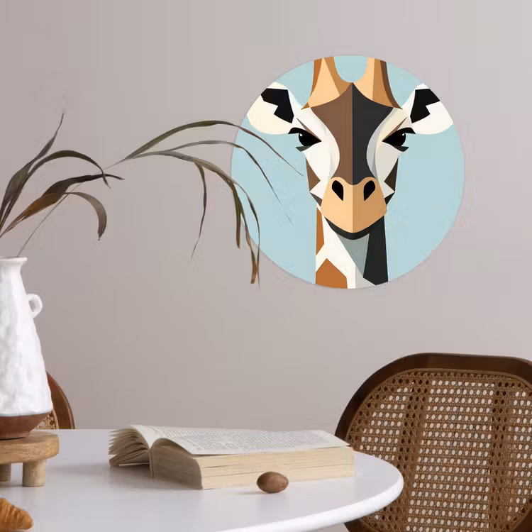 Giraffe - Illustratie - Bruin - Minimalistisch Wandcirkel behangsticker klein -sfeer3