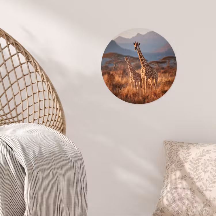 Giraffen - Hoog gras - Acaciabomen Wandcirkel behangsticker klein -sfeer4