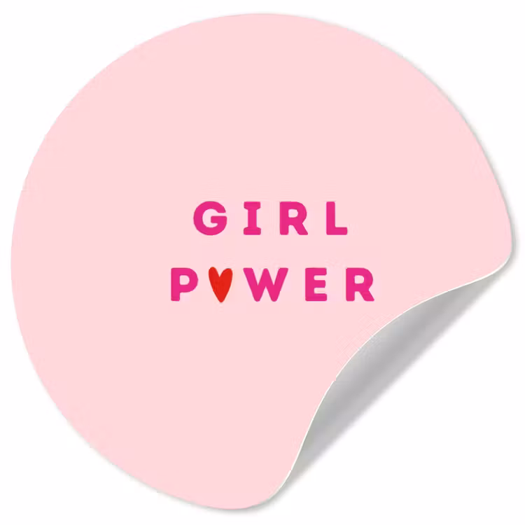 Girl power - Roze - Hartje Wandcirkel behangsticker klein -3d