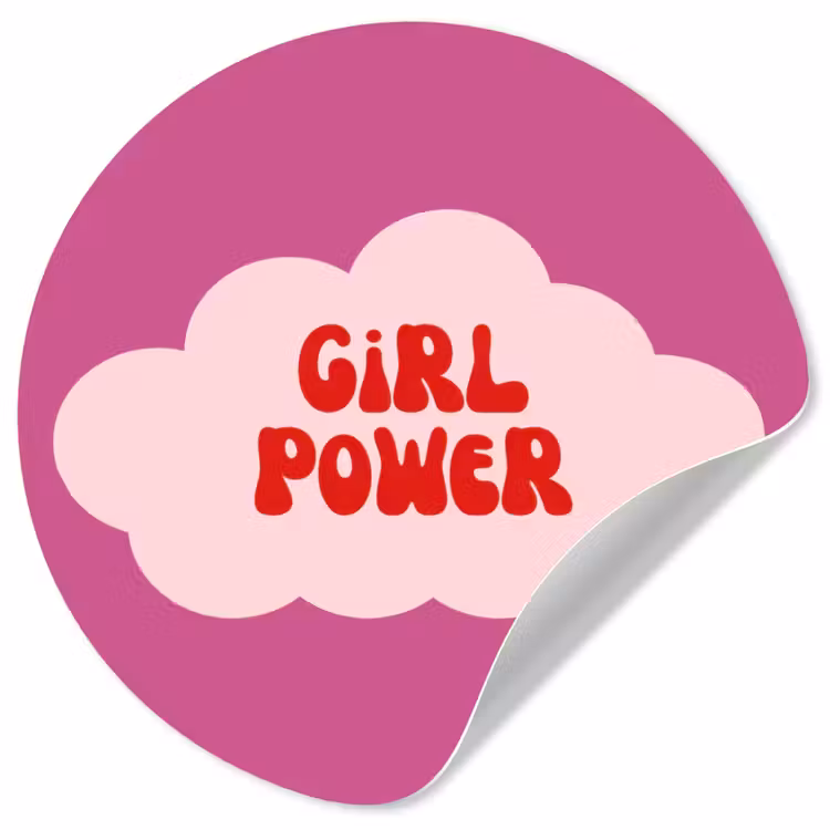 Girl power - Wolk - Roze Wandcirkel behangsticker klein -3d