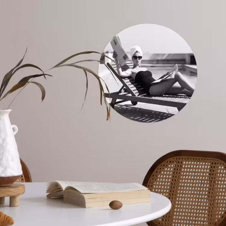 Glamour - Modern - Zwart - Wit Wandcirkel behangsticker klein -sfeer3