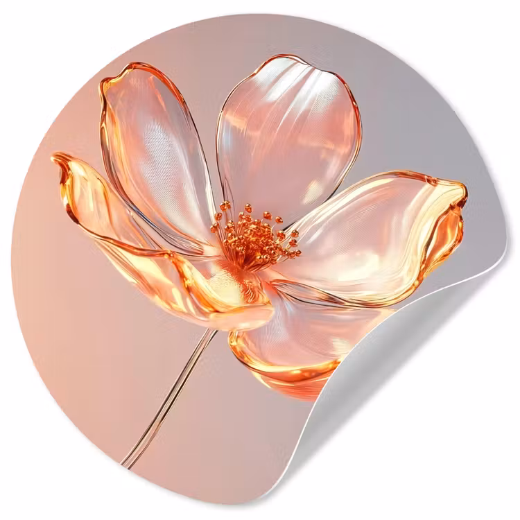 Glazen - Bloem - Roze Wandcirkel behangsticker klein -3d