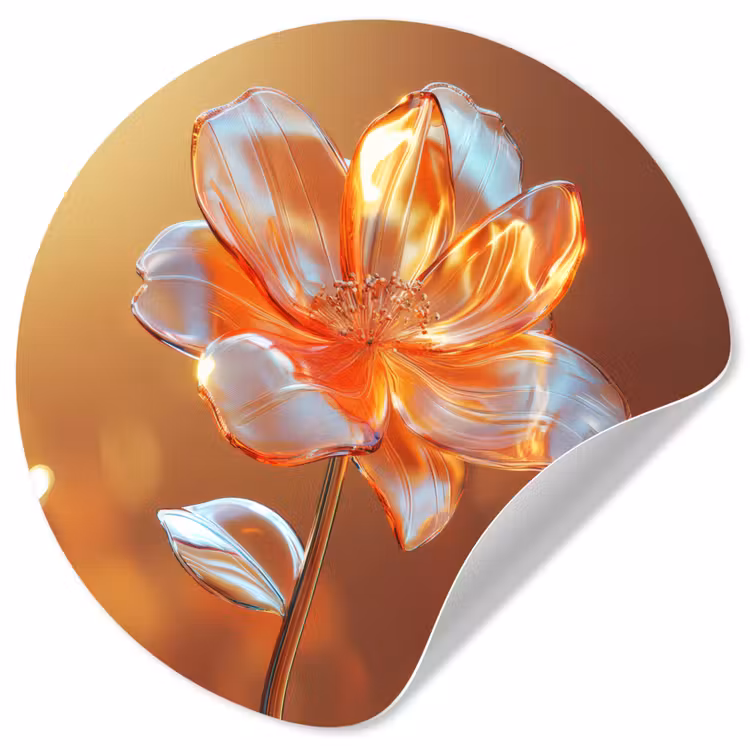 Glazen - Bloem - Zonlicht Wandcirkel behangsticker klein -3d