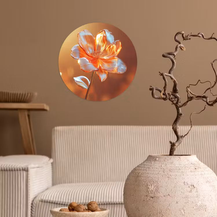 Glazen - Bloem - Zonlicht Wandcirkel behangsticker klein -sfeer1