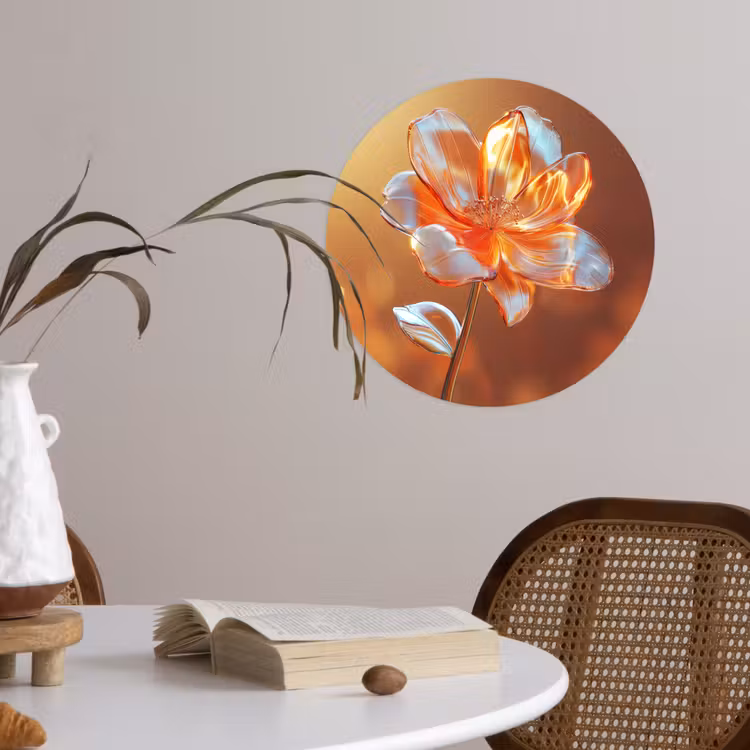 Glazen - Bloem - Zonlicht Wandcirkel behangsticker klein -sfeer3
