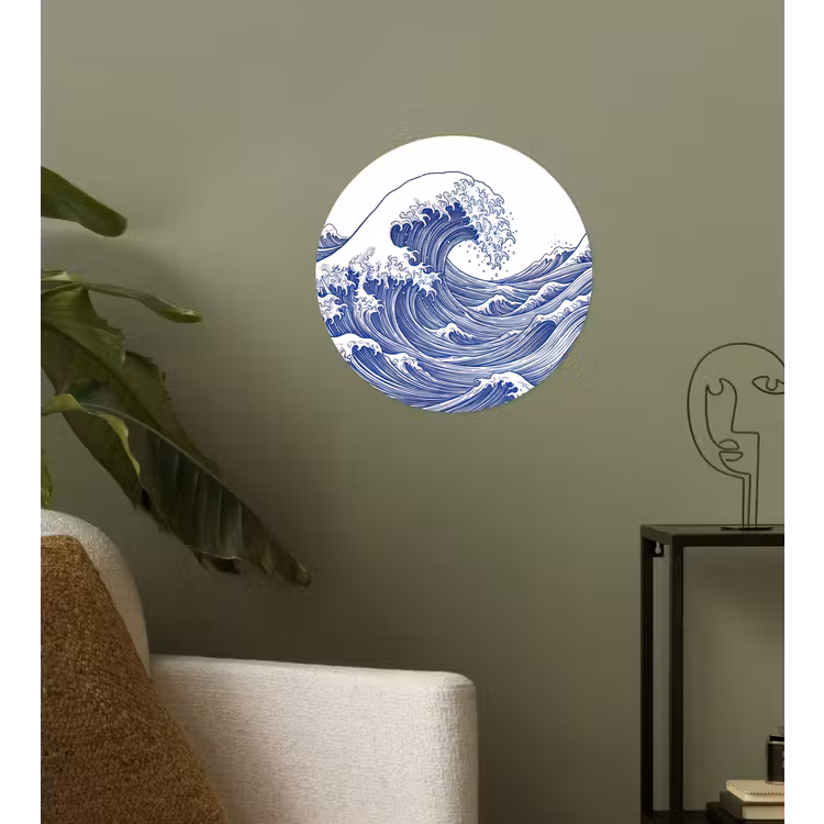 Golf - Japans - Zee - Illustratie - Blauw Wandcirkel behangsticker klein -sfeer2