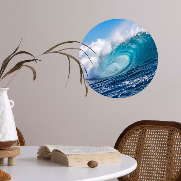 Golf - Oceaan - Water - Dynamisch - Blauw Wandcirkel behangsticker klein -sfeer3