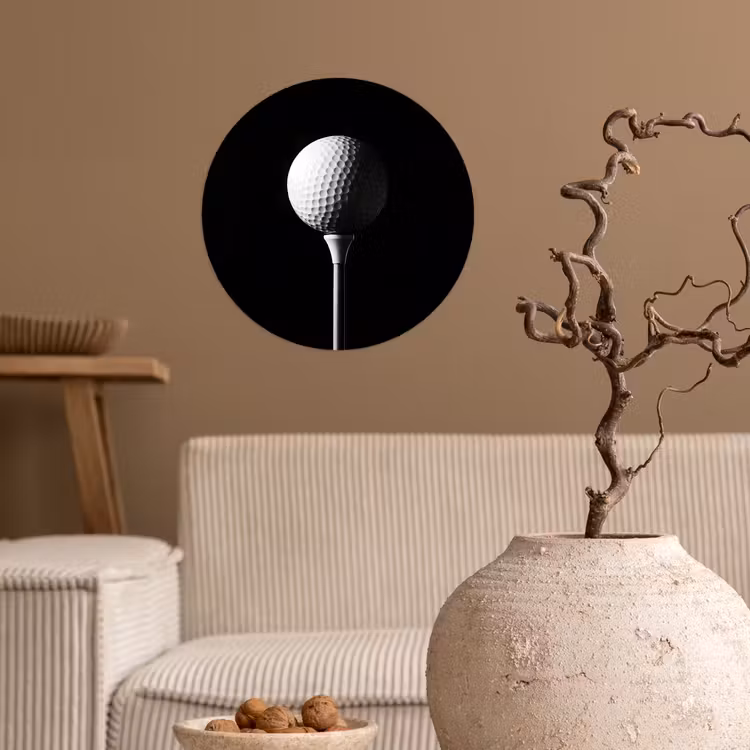 Golfbal - Minimalistisch - Wit Wandcirkel behangsticker klein -sfeer1