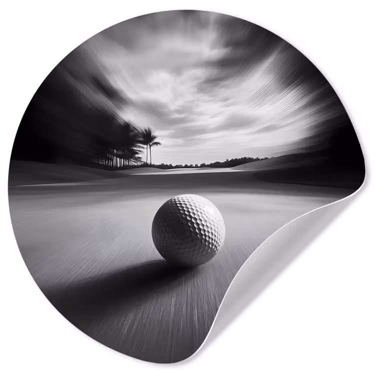 Golfbal - Wazig - Zwart Wandcirkel behangsticker klein -3d