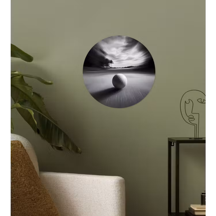 Golfbal - Wazig - Zwart Wandcirkel behangsticker klein -sfeer2