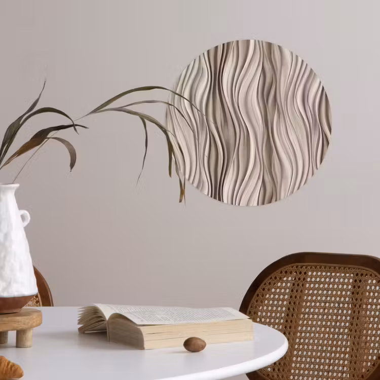 Golven - 3D - Crème Wandcirkel behangsticker klein 186 -sfeer3