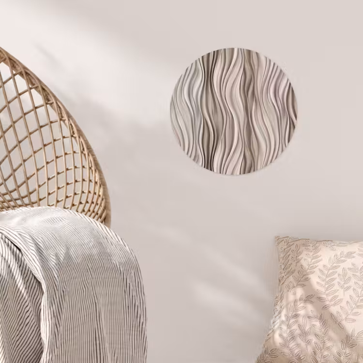 Golven - 3D - Crème Wandcirkel behangsticker klein 186 -sfeer4