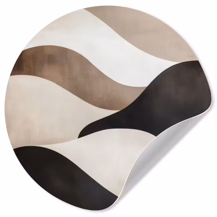 Golven - Abstract - Beige Wandcirkel behangsticker klein -3d