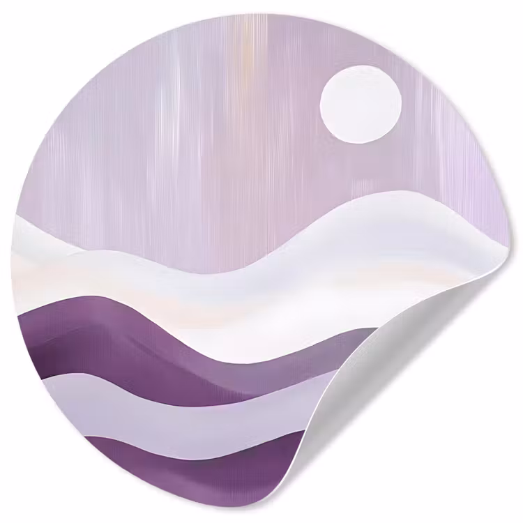 Golven - Heuvels - Abstract - Paars Wandcirkel behangsticker klein -3d