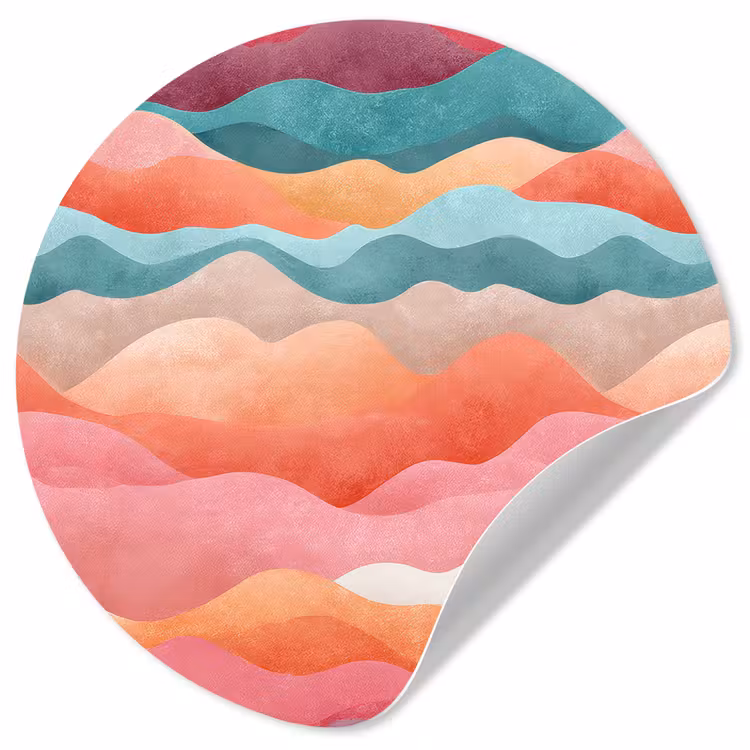 Golven - Kleurrijk - Abstract Wandcirkel behangsticker klein -3d