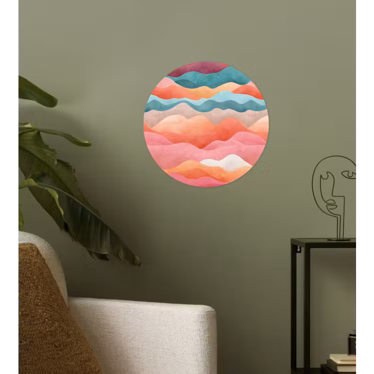 Golven - Kleurrijk - Abstract Wandcirkel behangsticker klein -sfeer2