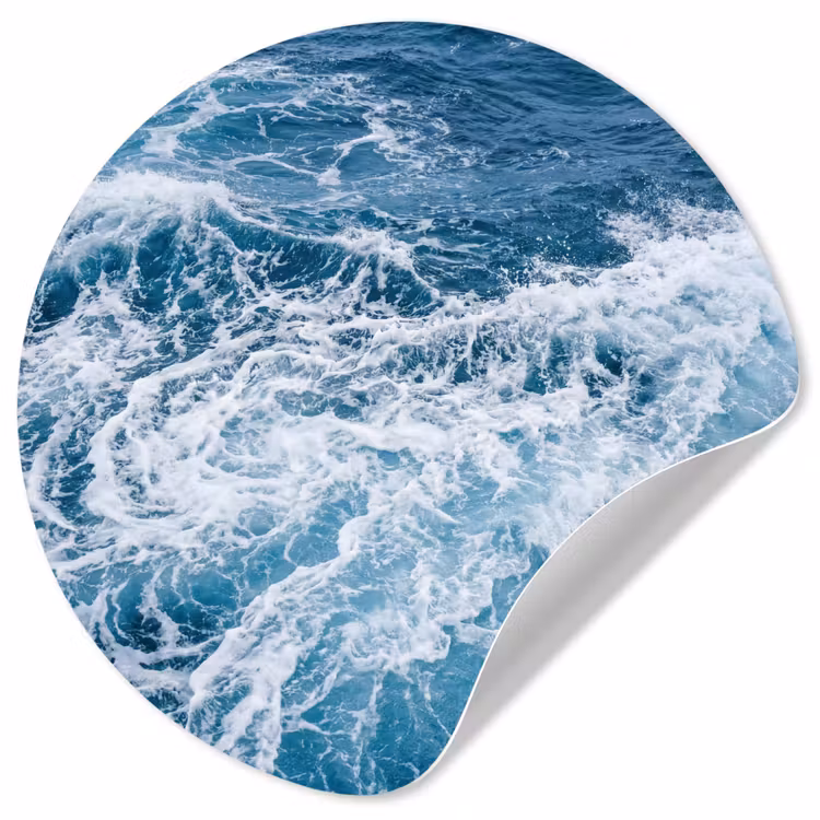 Golven - Oceaan - Blauw Wandcirkel behangsticker klein -3d