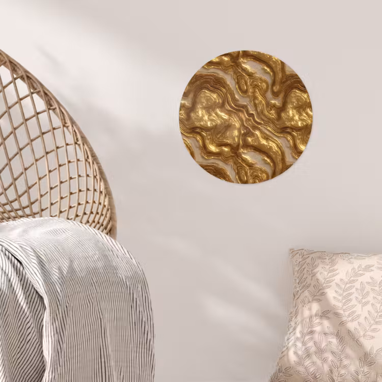 Golven - Organisch - Goud - Crème Wandcirkel behangsticker klein 186 -sfeer4