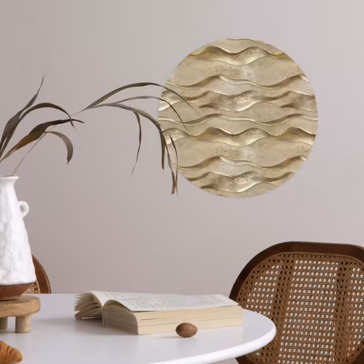 Golven - Patroon - Goud Wandcirkel behangsticker klein 186 -sfeer3