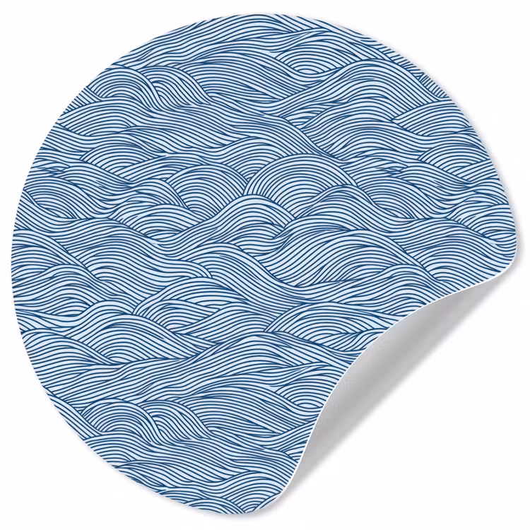 Golven - Ritmisch - Blauw Wandcirkel behangsticker klein 186 -3d
