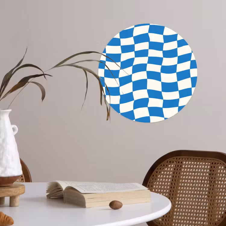Golvend - Patroon - Blauw Wandcirkel behangsticker klein 186 -sfeer3