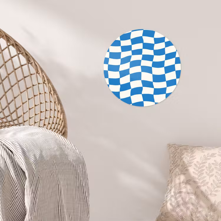 Golvend - Patroon - Blauw Wandcirkel behangsticker klein 186 -sfeer4