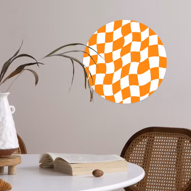 Golvend - Patroon - Oranje Wandcirkel behangsticker klein 186 -sfeer3