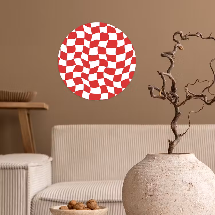 Golvend - Patroon - Rood Wandcirkel behangsticker klein 186 -sfeer1
