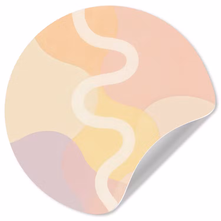 Golvende vormen - Abstract - pastel Wandcirkel behangsticker klein -3d