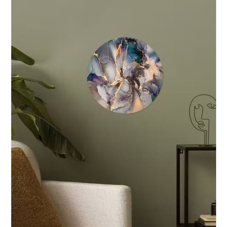 Goud - Blauw - Marmer Wandcirkel behangsticker klein -sfeer2