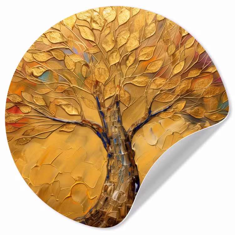 Goud - Boom - Abstract - Modern Wandcirkel behangsticker klein -3d