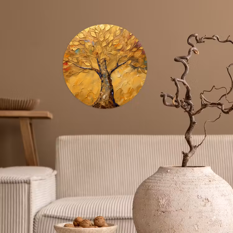 Goud - Boom - Abstract - Modern Wandcirkel behangsticker klein -sfeer1