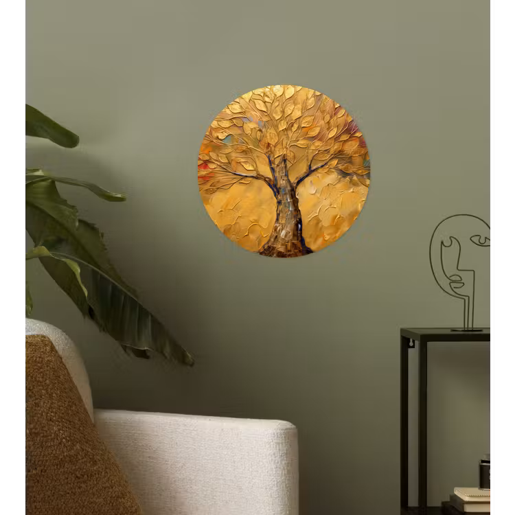 Goud - Boom - Abstract - Modern Wandcirkel behangsticker klein -sfeer2