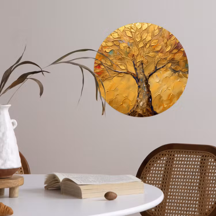 Goud - Boom - Abstract - Modern Wandcirkel behangsticker klein -sfeer3