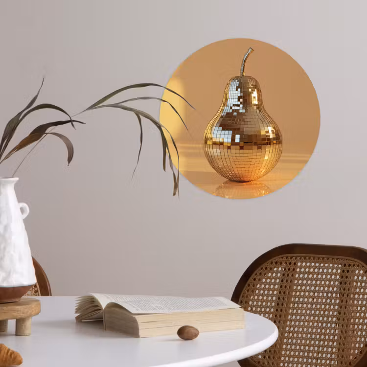 Goud - Disco - Glitter - Peer Wandcirkel behangsticker klein -sfeer3